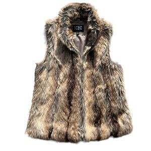 TCEC Faux Fur Vest in Brown and Tan